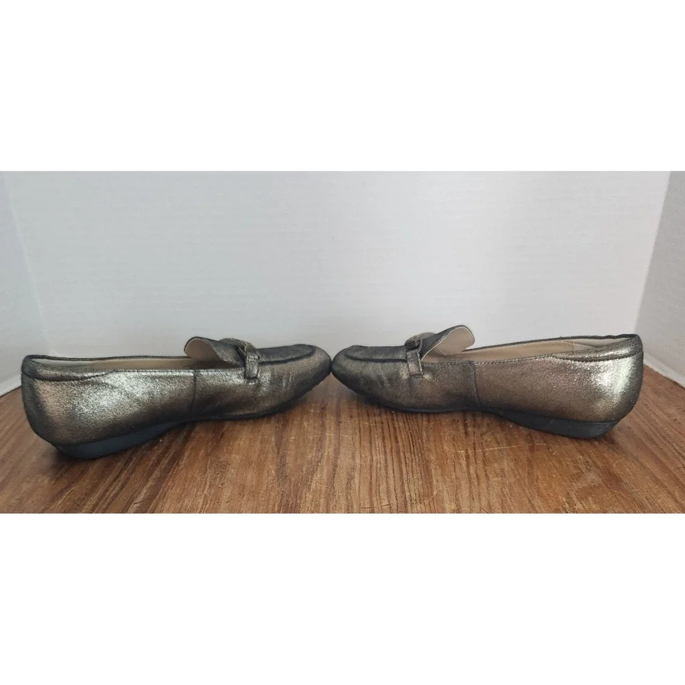 Karl Lagerfeld‎ Quigley Leather Bit Loafer Sparkling Bronze Size 9 Crystals Flat